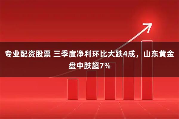 专业配资股票 三季度净利环比大跌4成,山东黄金盘中跌超7%